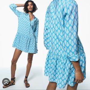 ZARA PRINTED SHORT MINI BUTTON UP DRESS